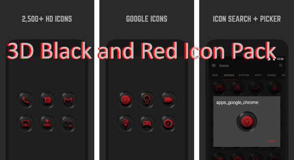 3d black and red icon pack
