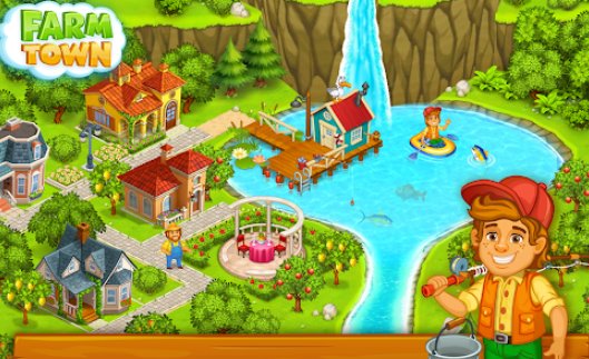 farm town happy village near small city and town
