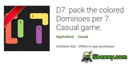 D7: pack the colored Dominoes per 7. Casual game.