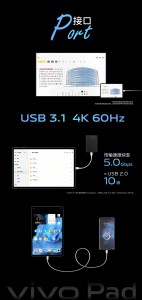 The USB-C port can output 4K video at 60Hz to drive an external display
