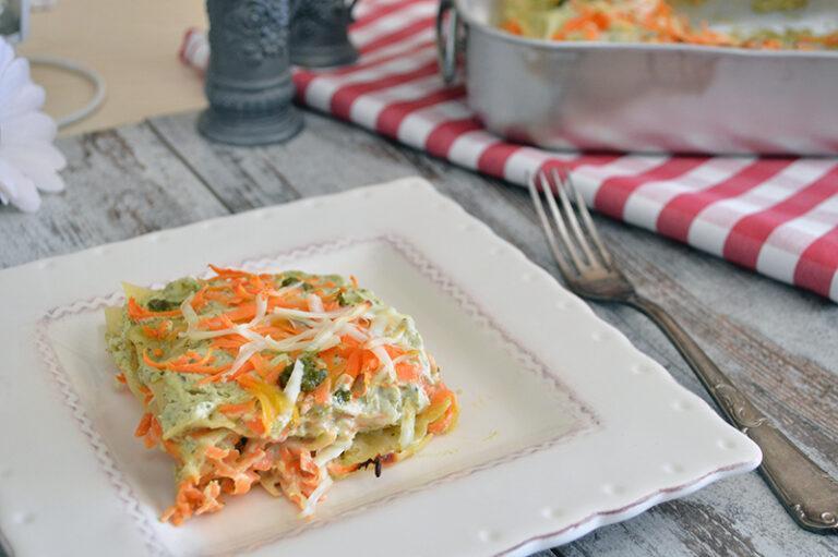 Lasagna with pesto and carrots with the delicious recipe