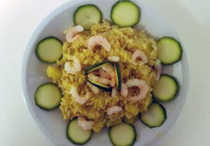 Risotto with zucchini and shrimps, a classic