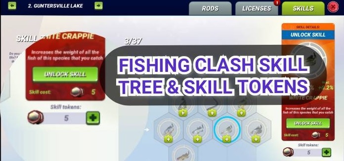 Fichas de árbol de habilidades de lucha de pesca