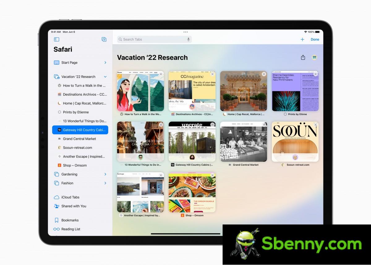 Safari shared tab groups on iPadOS 16