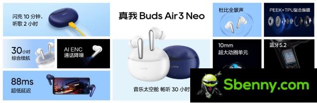 Especificaciones principales de los Buds Air3 Neo