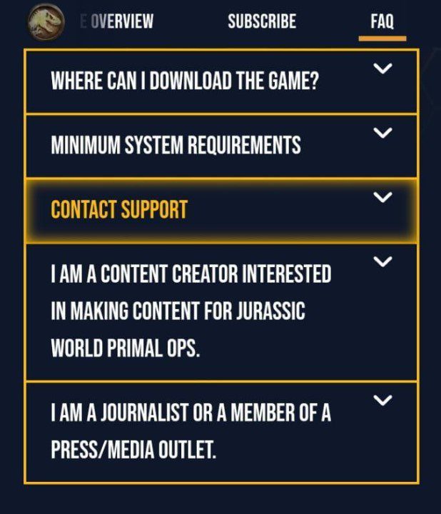 Jurassic World Primal Ops official support site