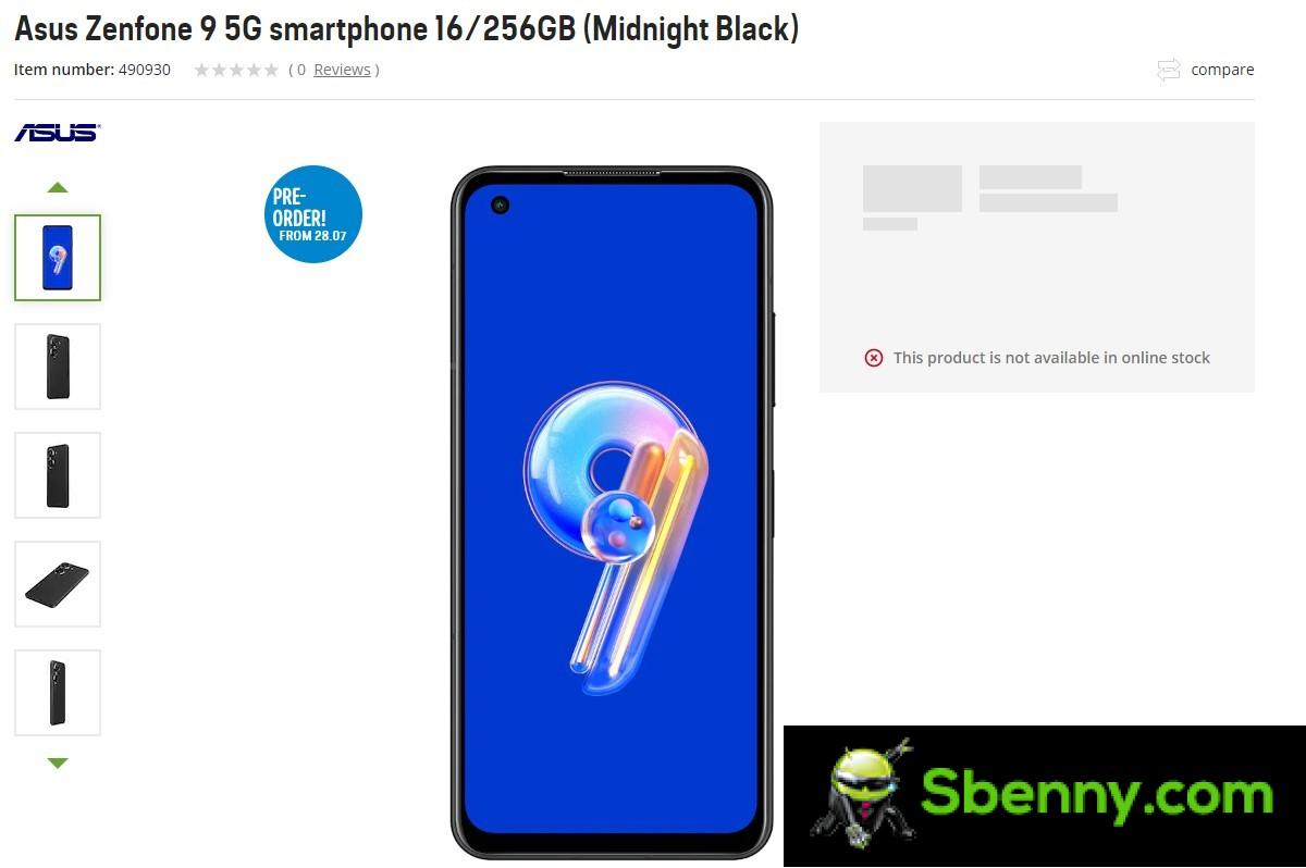 Asus Zenfone 9 leaks on the Norwegian retailer, complete with specs, images and prices