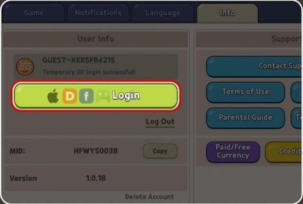 Log into your Dev game account