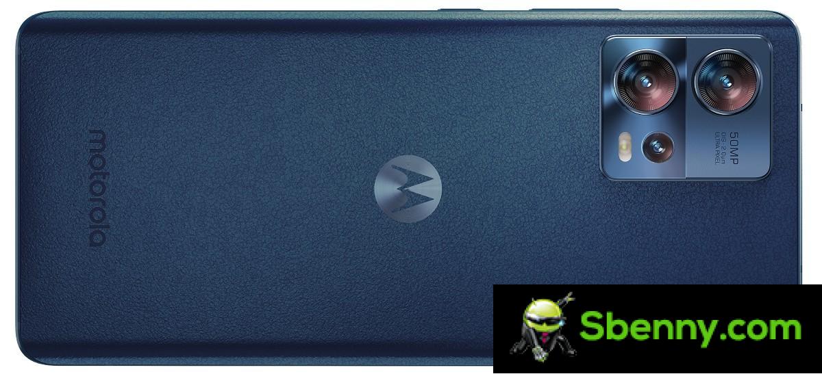 Motorola Edge 30 Fusion with vegan leather back in Neptune Blue
