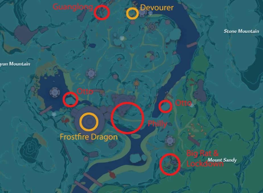 Tower of Fantasy artificial island boss locations