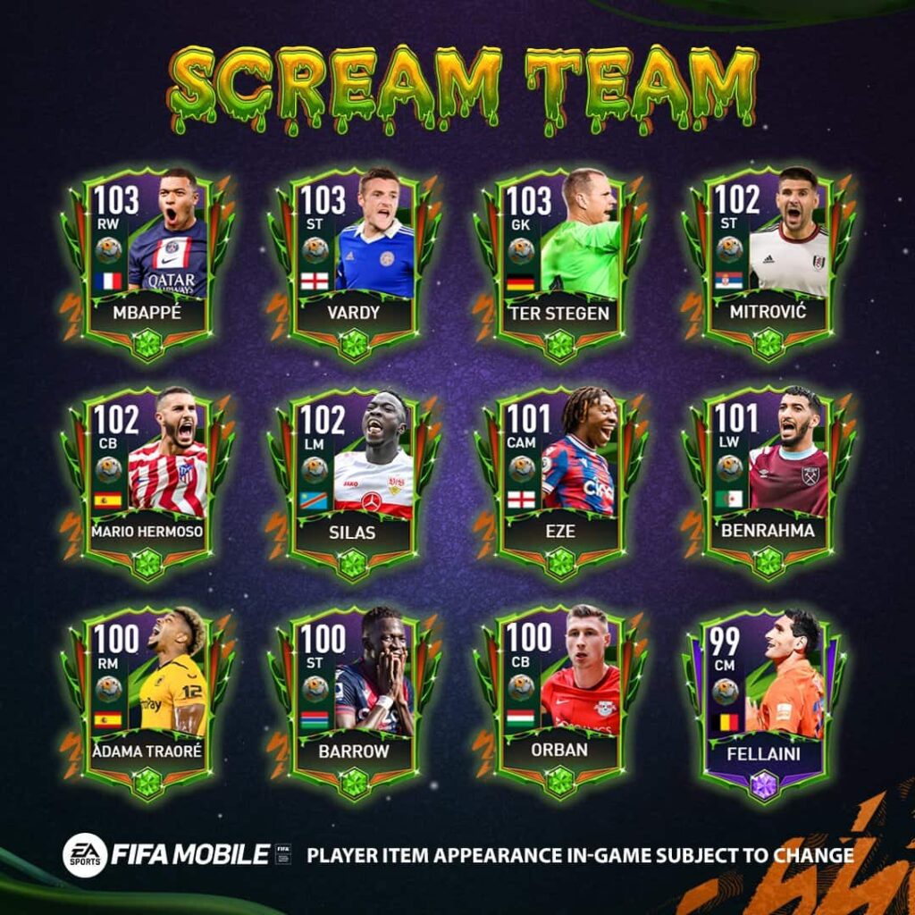 Jugadores del equipo Scream de FIFA Mobile