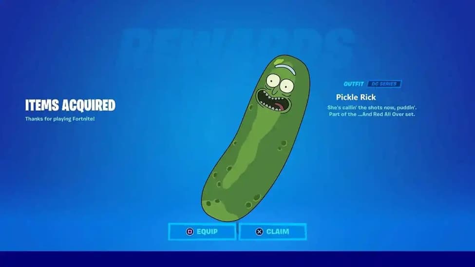 Fortnite Pickle Rick returns bling