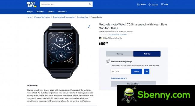 Motorola Moto Watch 70 na Best Buy Canadá
