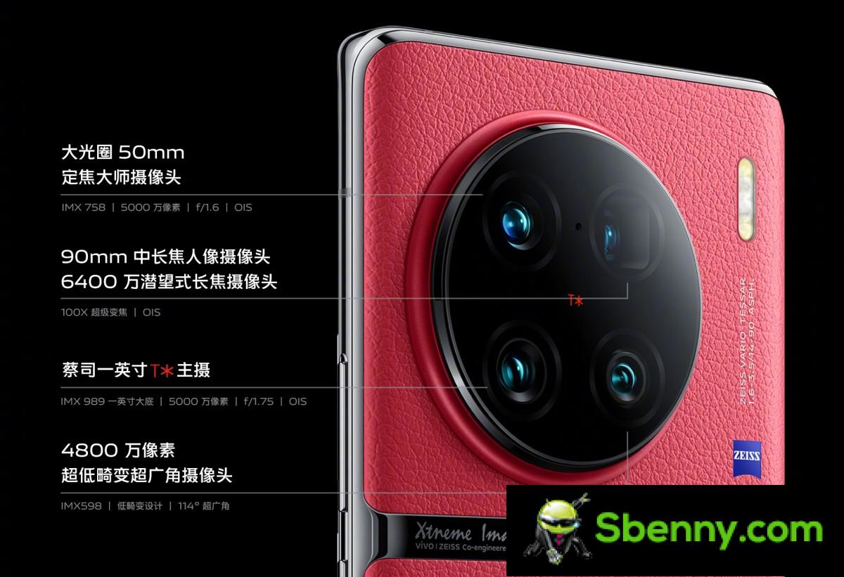 O vivo X90 Pro + inclui um sensor de 1 '', duas lentes telefoto, um Snapdragon 8 Gen 2 e um vivo V2 ISP