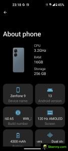 Asus Zenfone 9 with Android 13
