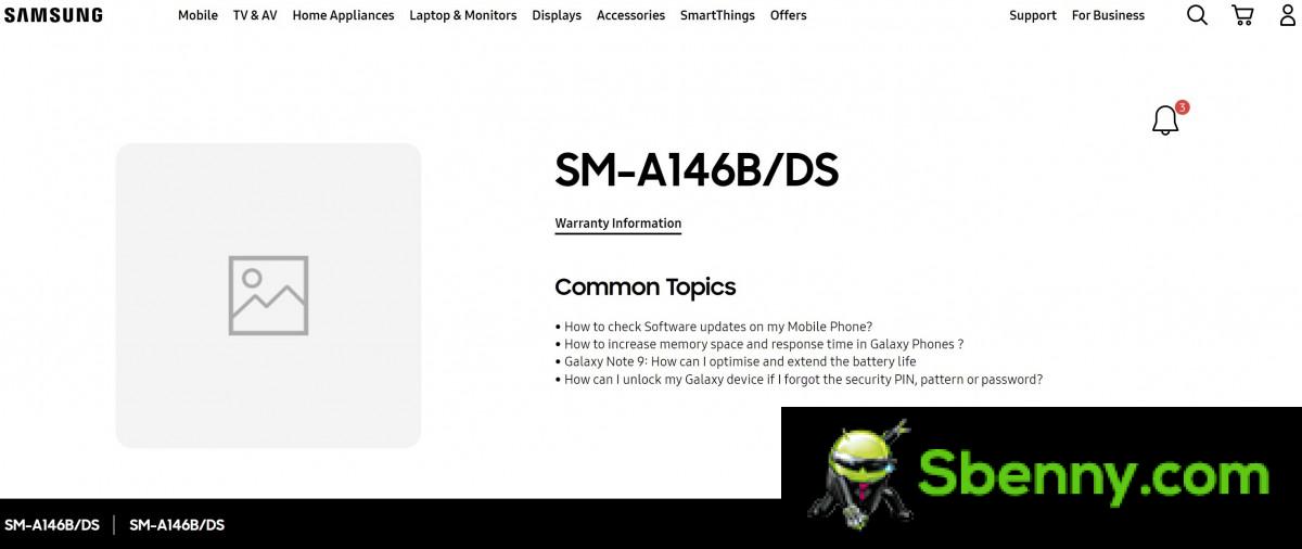 Il lancio di Samsung Galaxy A14 5G è imminente poiché la sua pagina di supporto è online sul sito ufficiale