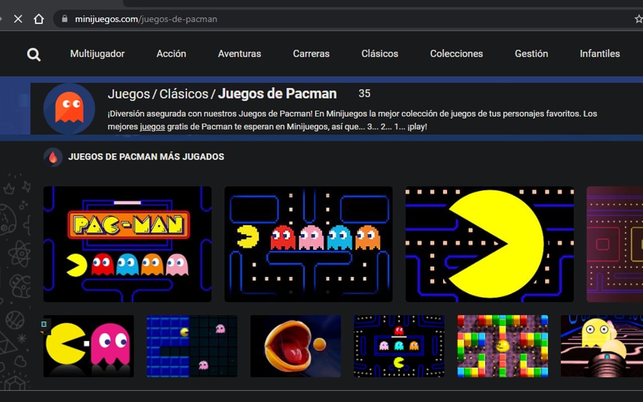 Juega Pacman en Minijuegos