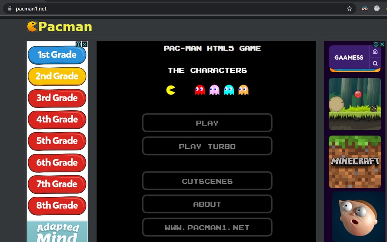 Играйте в Pacman в Pacman1