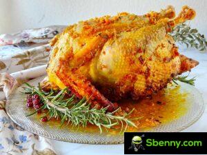 Baked stuffed capon, the easy recipe