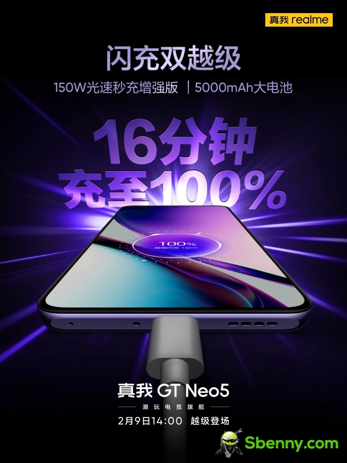 Realme confirme que GT Neo 5 aura une variante de 150 W