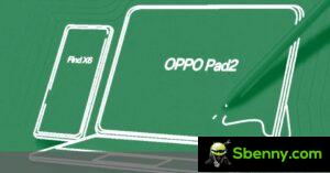 The diagram of Oppo Pad 2 shows a keyboard accessory, new stylus