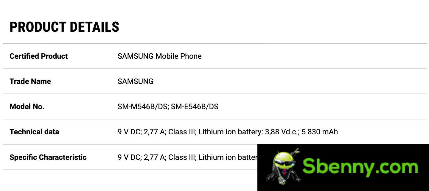 Certified Samsung Galaxy F54 with 6,000mAh battery, it appears to be an M54 variant