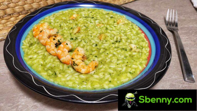 Risotto with courgettes and shrimps