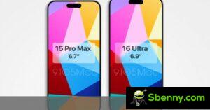 iPhone 16 Pro Max renderiza o vazamento mostrando-o ao lado do iPhone 15 Pro Max