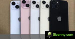 Os manequins do iPhone 15 e 15 Pro apresentam as novas cores: cinza, cinza e mais cinza