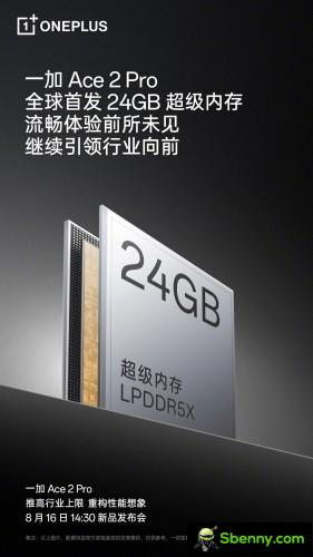 OnePlus Ace 2 Pro confirmed to have 24GB of RAM