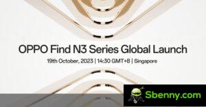 The global launch of the Oppo Find N3 series is scheduled for October 19