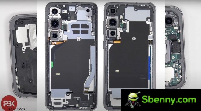 Galaxy S23 (left) and S23 FE (right) interior.