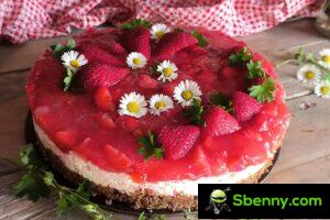 草莓芝士蛋糕，新鲜的免烤食谱