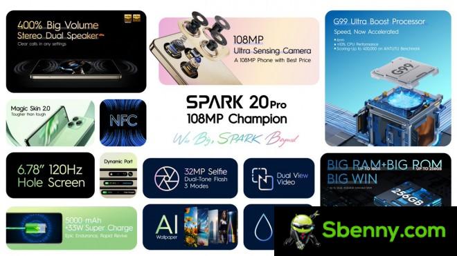 specifications Key saka Tecno Spark 20 Pro