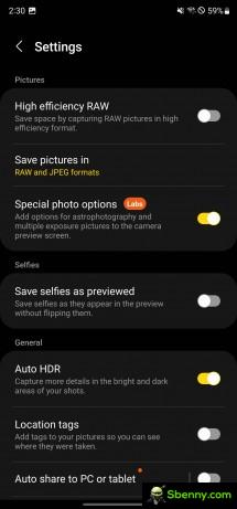 L'applicazione fotocamera del Galaxy S23 Ultra