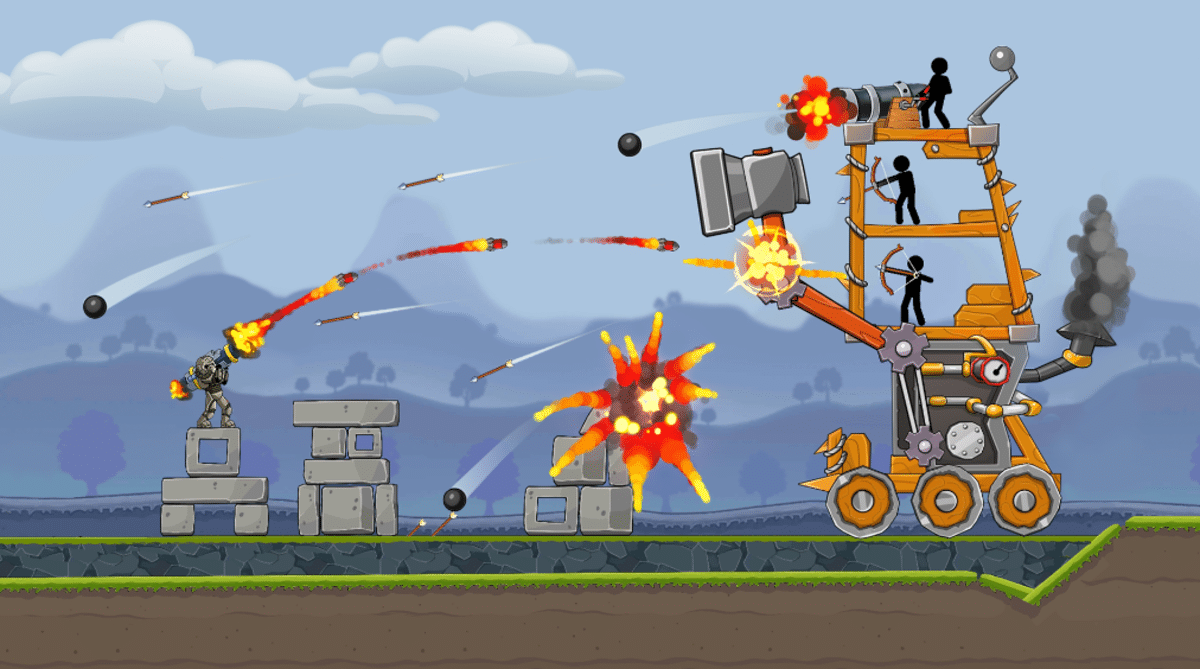 Boom Stick Bazooka Puzzle gra typu Angry Birds