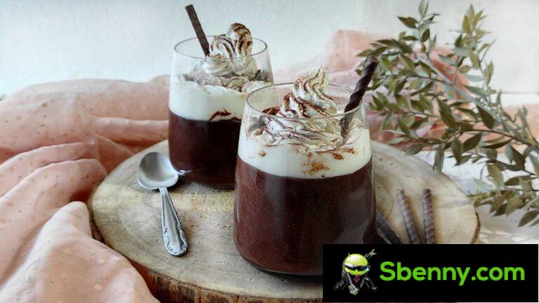 Hot chocolate with whipped cream, creamy and thick