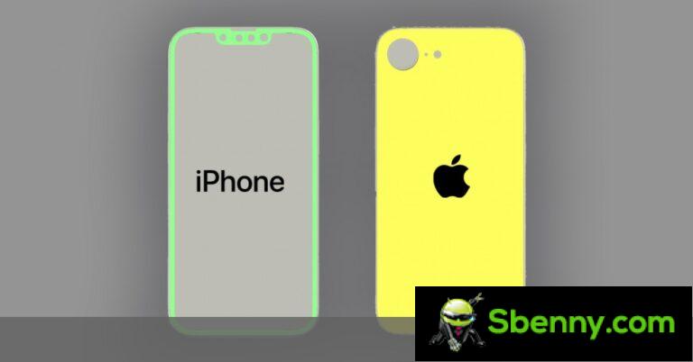 苹果 iPhone SE 4 渲染图展示了 iPhone 14 的边框和凹口屏幕