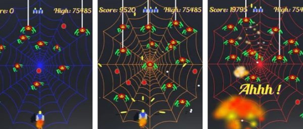 Gameplay screenshot from arachnoids pro attack of the space spiders for Android