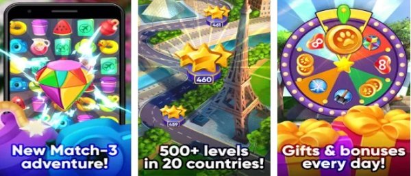 Gameplay screenshot from bon voyage match 3 game for Android