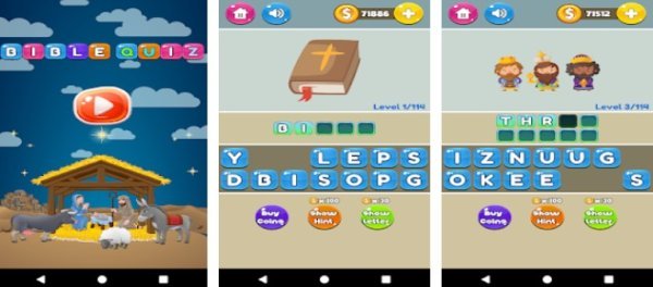 Gameplay screenshot from bible quiz fun quizzes for Android
