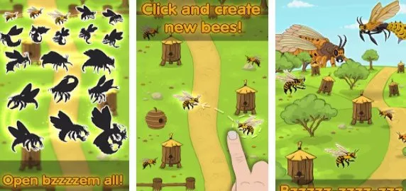Gameplay screenshot from angry bee evolution idle cute clicker tap game for Android