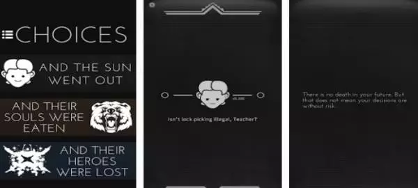 Gameplay screenshot from choices that matter text based game for Android