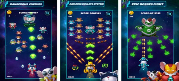 Gameplay screenshot from cat shooter space attack for Android