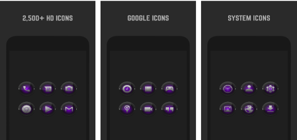 Gameplay screenshot from black and purple icon pack for Android