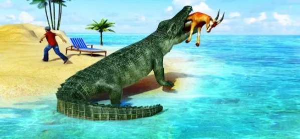 Gameplay screenshot from animal attack simulator crocodile games offline for Android