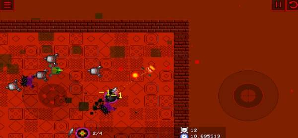 Gameplay screenshot from bullet hell arena top down 2d shooter for Android