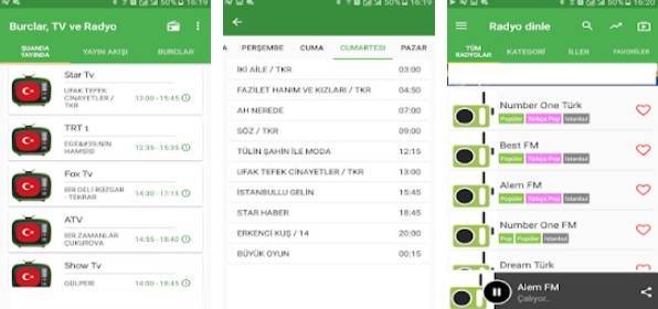 Gameplay screenshot from canlı tv mobil radyo ve burçlar for Android