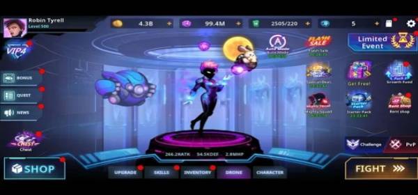 Gameplay screenshot from cyber fighters league of cyberpunk stickman 2077 for Android