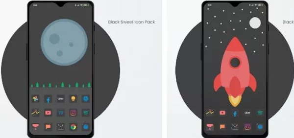 Gameplay screenshot from black sweet icon pack for Android